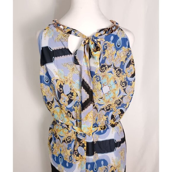 Bold Elements Cut to Curve Halter Maxi Sundress Multicolor Print Size XL - Picture 7 of 14